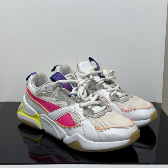 Puma Nova 2 Low Women's Sneakers White Pink Yellow Size 8.5 Retro 370957-08 - Picture 4 of 8